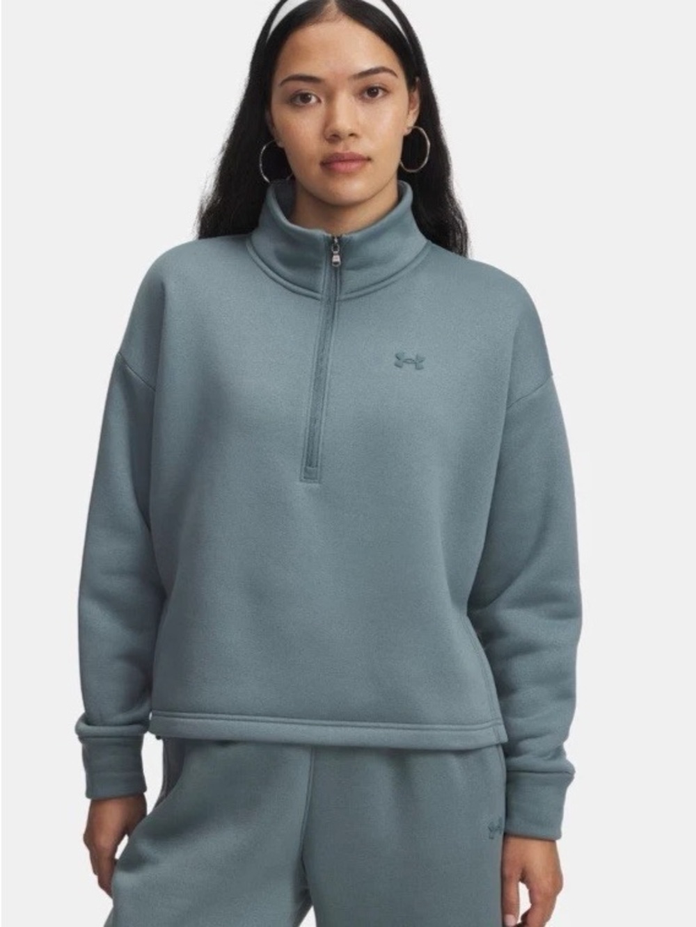 Under Armour Women's Half-Zip Pullover Sweatshirt in Dusty Teal